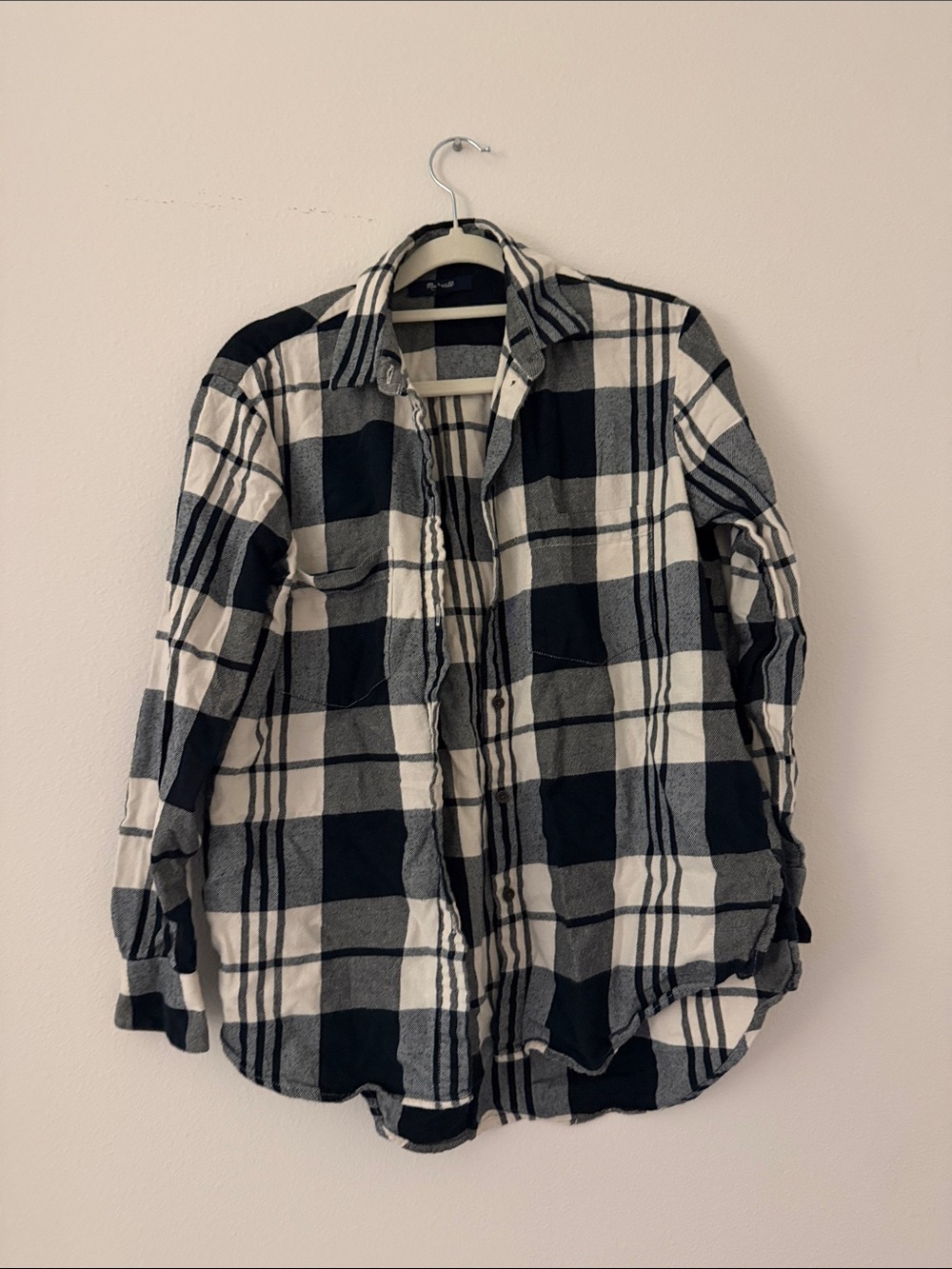 Madewell Black and White Plaid Shirt Jacket